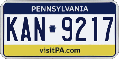 PA license plate KAN9217