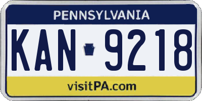 PA license plate KAN9218
