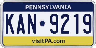 PA license plate KAN9219