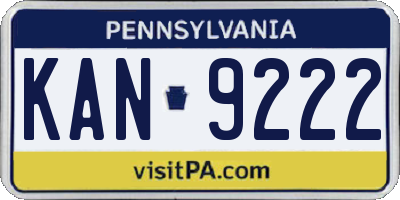 PA license plate KAN9222