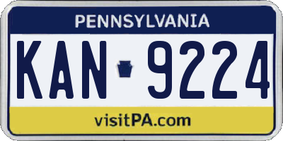 PA license plate KAN9224