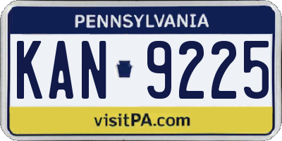 PA license plate KAN9225