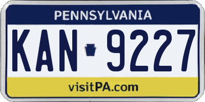 PA license plate KAN9227