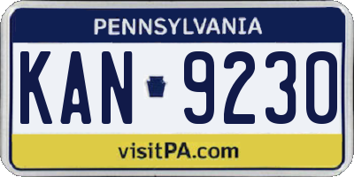 PA license plate KAN9230