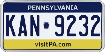 PA license plate KAN9232