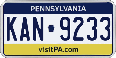 PA license plate KAN9233
