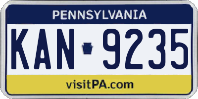 PA license plate KAN9235