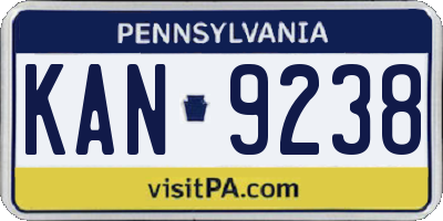 PA license plate KAN9238