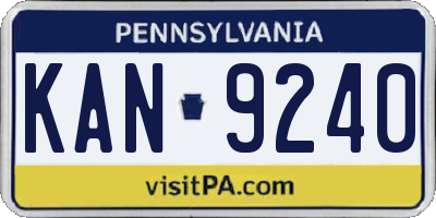 PA license plate KAN9240