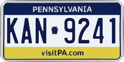 PA license plate KAN9241