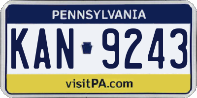 PA license plate KAN9243