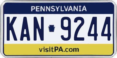 PA license plate KAN9244