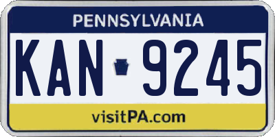 PA license plate KAN9245