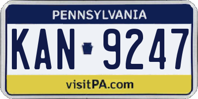 PA license plate KAN9247