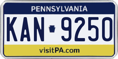 PA license plate KAN9250