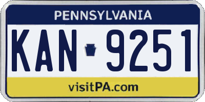 PA license plate KAN9251