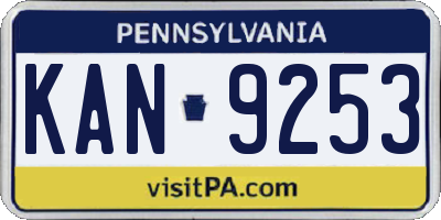 PA license plate KAN9253