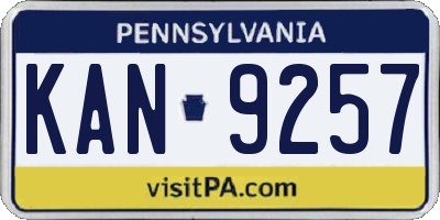 PA license plate KAN9257