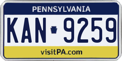 PA license plate KAN9259