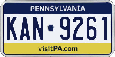 PA license plate KAN9261