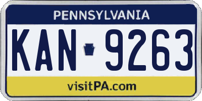PA license plate KAN9263