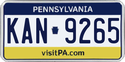 PA license plate KAN9265