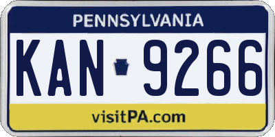 PA license plate KAN9266