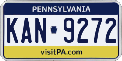 PA license plate KAN9272