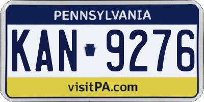 PA license plate KAN9276