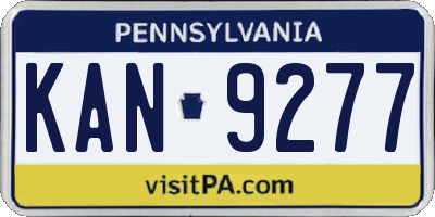 PA license plate KAN9277