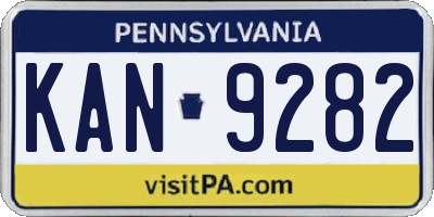 PA license plate KAN9282
