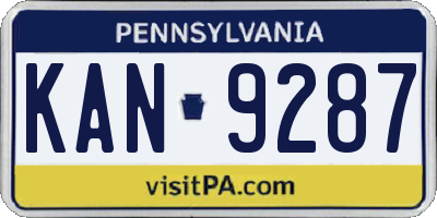 PA license plate KAN9287