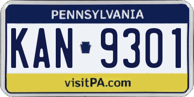 PA license plate KAN9301