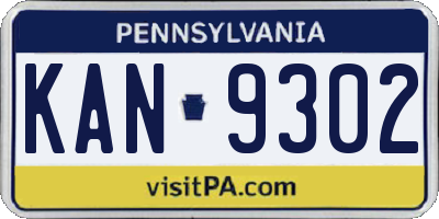 PA license plate KAN9302