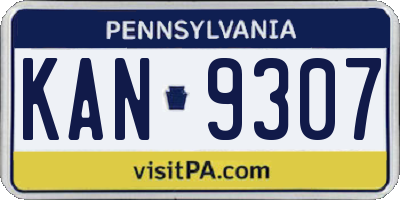 PA license plate KAN9307