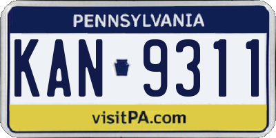 PA license plate KAN9311