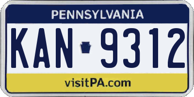 PA license plate KAN9312