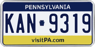 PA license plate KAN9319