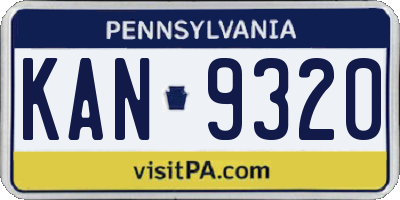 PA license plate KAN9320