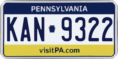 PA license plate KAN9322