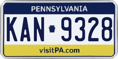 PA license plate KAN9328