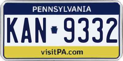 PA license plate KAN9332