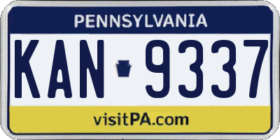 PA license plate KAN9337
