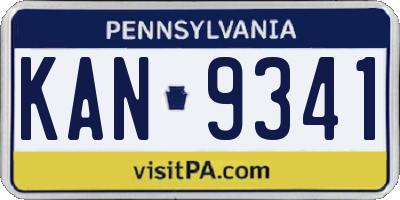 PA license plate KAN9341