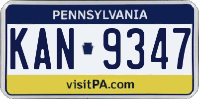 PA license plate KAN9347