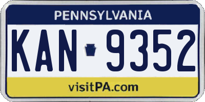 PA license plate KAN9352