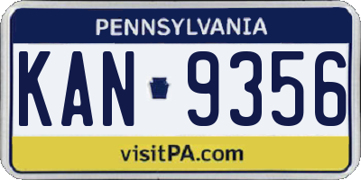 PA license plate KAN9356