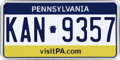 PA license plate KAN9357