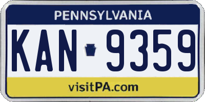 PA license plate KAN9359