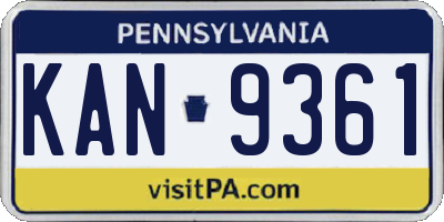 PA license plate KAN9361
